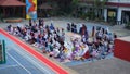 KEBUMEN, INDONESIA Ã¢â¬â JULY 19, 2021: People attend the Eid al-Adha prayer at the futsal field